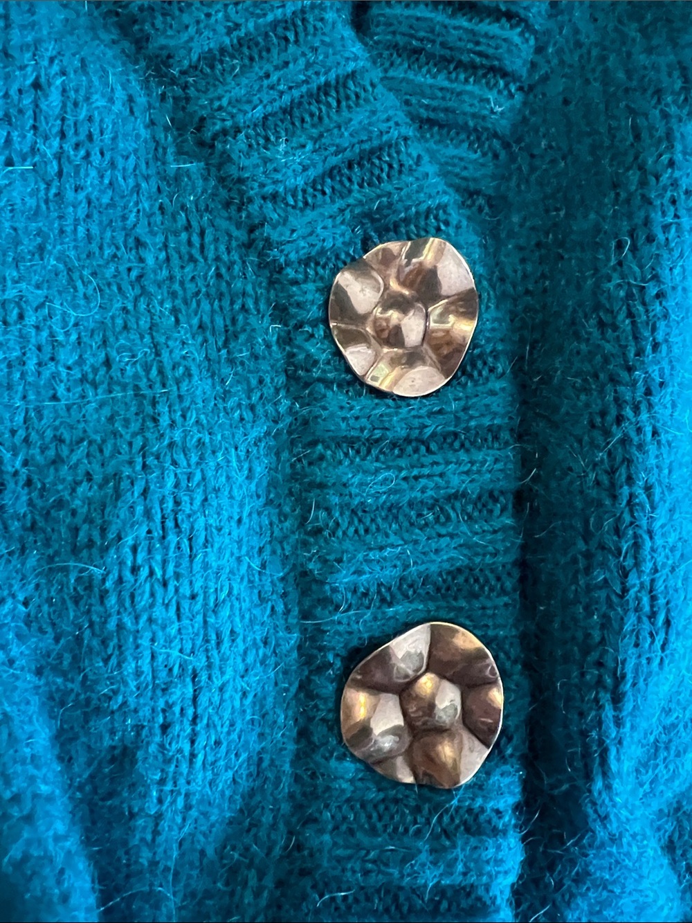 FARM Rio Teal Button-Front V-Neck Sweater - Picture 4 of 5
